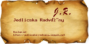 Jedlicska Radvány névjegykártya